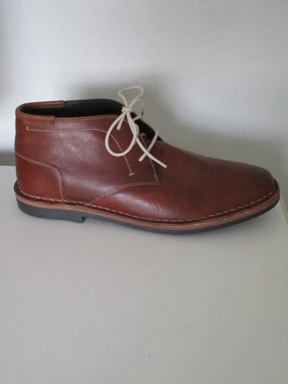 Steve Madden Mens Cognac Tan Leather Ankle Boot NWOB - Size 10.5M